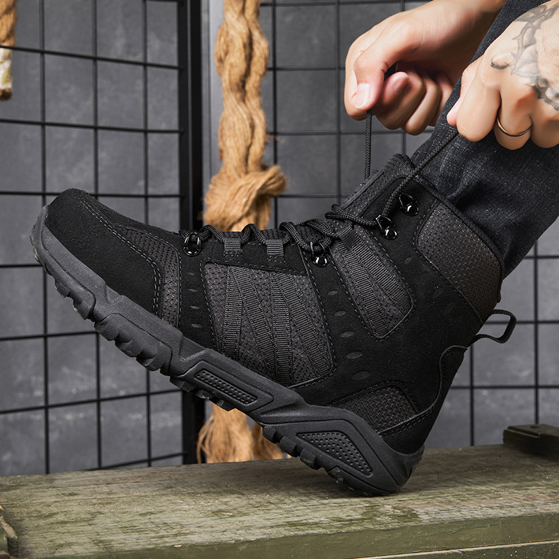 Botas tácticas de hombre grandes transfronterizas al aire libre botas tácticas de entrenamiento de expedición y rescate botas tácticas fabricantes de suministro