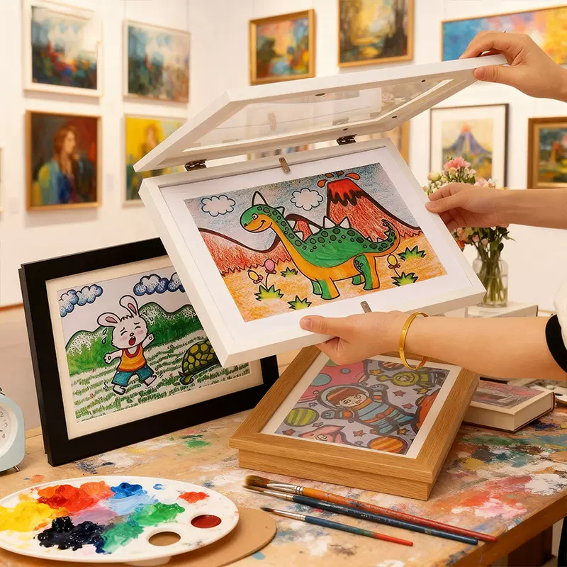 翻盖相框KidsArtFrame跨境爆款热销儿童艺术磁吸画框可储存相框