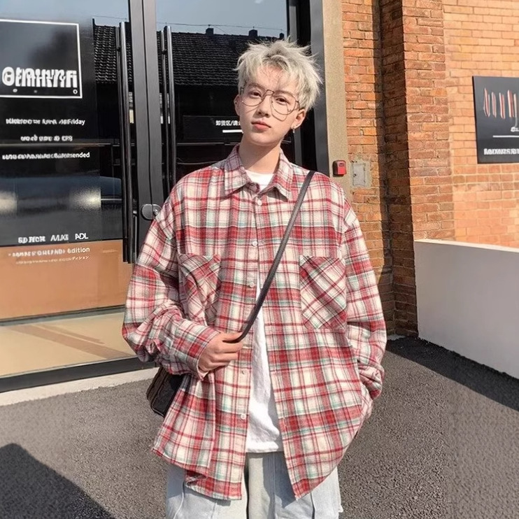 American Fashion Plaid Work Shirt Men's and Women's Summer Fashionable Brand Loose All-match Casual Commuter Shirt Jacket for Men