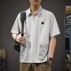American Style High-end Zipper Lapel Polo Shirt Men's Loose Quick-drying Tooling Pocket Short-sleeved Men's Summer Thin Shirt