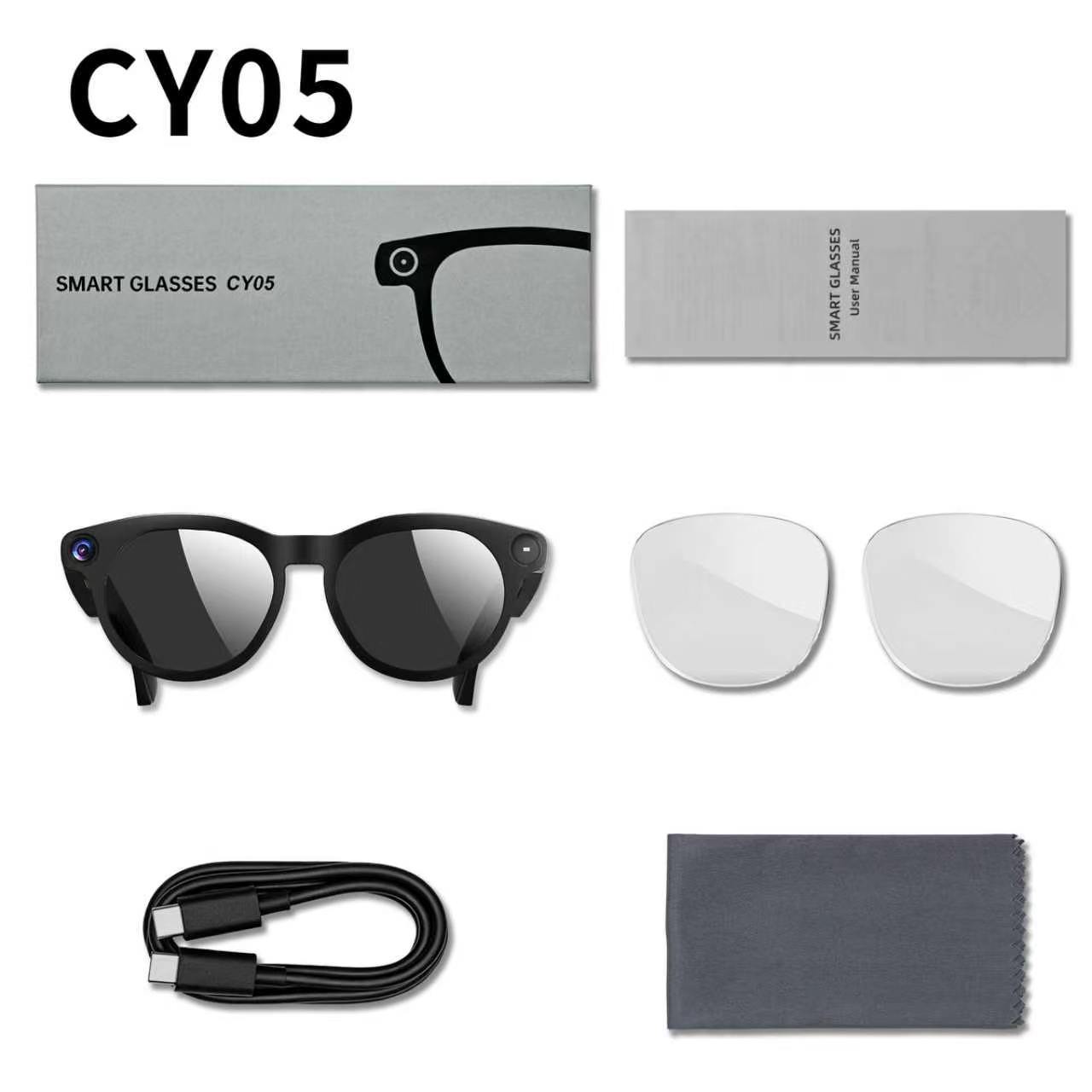New CY05AI Smart Glasses 800W Pixel Camera Video Recording WIFI Transmission Reverse Charging Real-time Translation