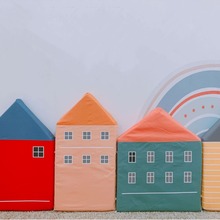 ins新款2021年春季小房子防撞床围家居装饰四件套儿童房用品三色