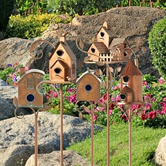 国境を越えた人気の屋外鳥小屋 Birdhouse GardenStakes 工芸品装飾品レトロスタンド