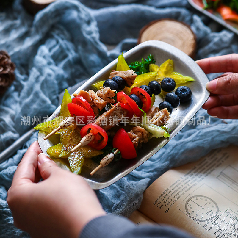 Retro design creative dinner plate stainless steel