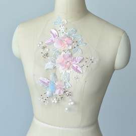 彩色立体烫钻手缝钻手工diy装饰辅料包包衣服婚纱童装配件花朵粉