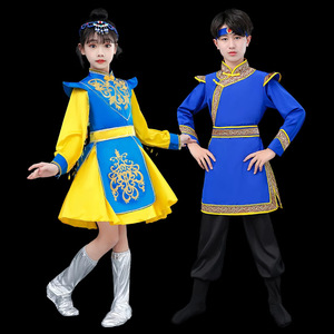 Girls chinese Mongolian folk dance costumes top bowl  Mogolia dance dresses for girls full-skirted dress private chopsticks dance clothing olunchun skirt tunic