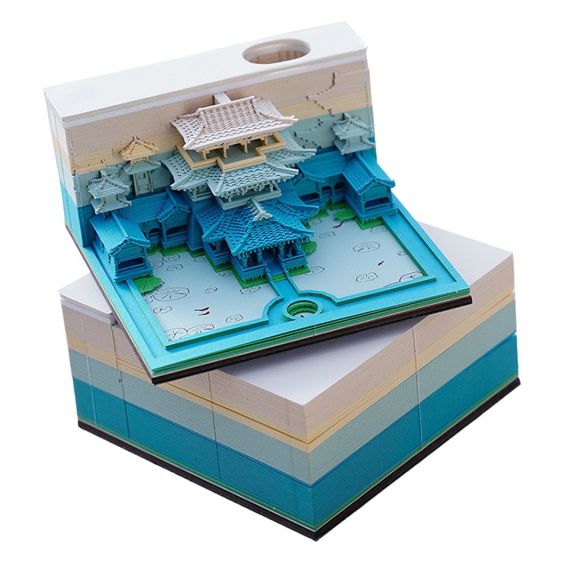 Tallado en papel 3D Heaven Palace Que Notas tridimensionales Estilo nacional Arte Calendario de Taiwán Desgarro a mano Adhesivos lindos de alto valor