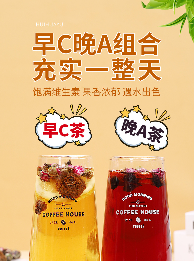Morning C & Night A Herbal Tea Set — Rosa Roxburghii, Lemon, Black Goji, Poria & Rose Blend overview