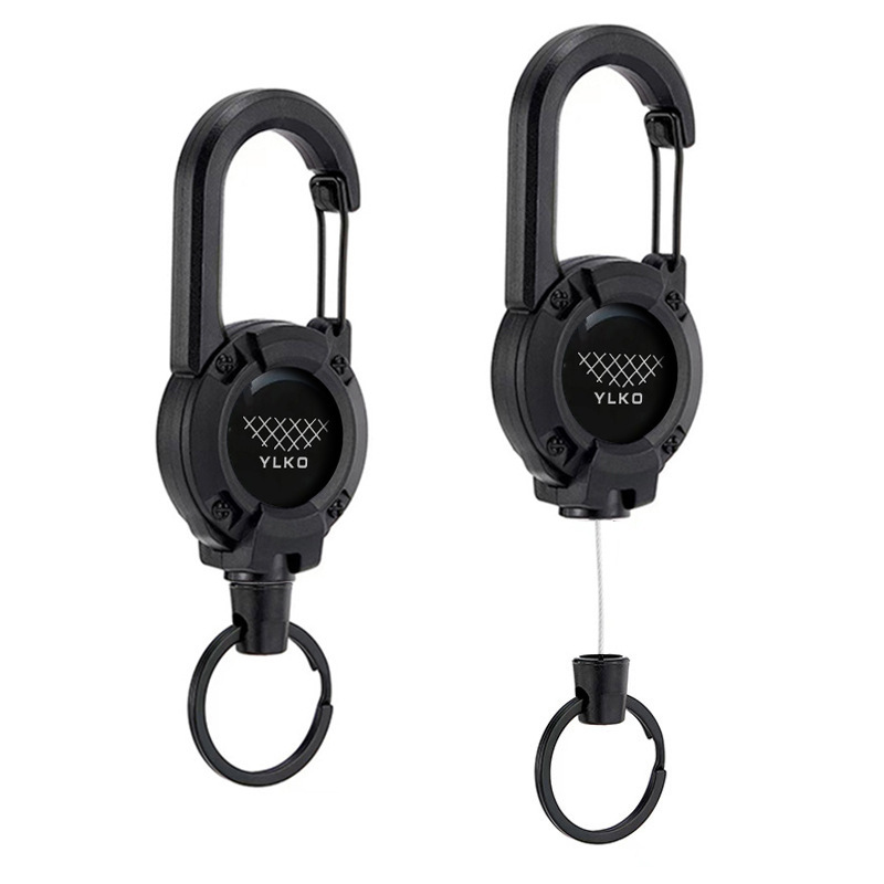 Ylko Easy-Pull Buckle Backpack Keychain Belt Clip Convenient Spring Buckle Outdoor Buckle Steel Wire Rope Automatic Retractable Buckle