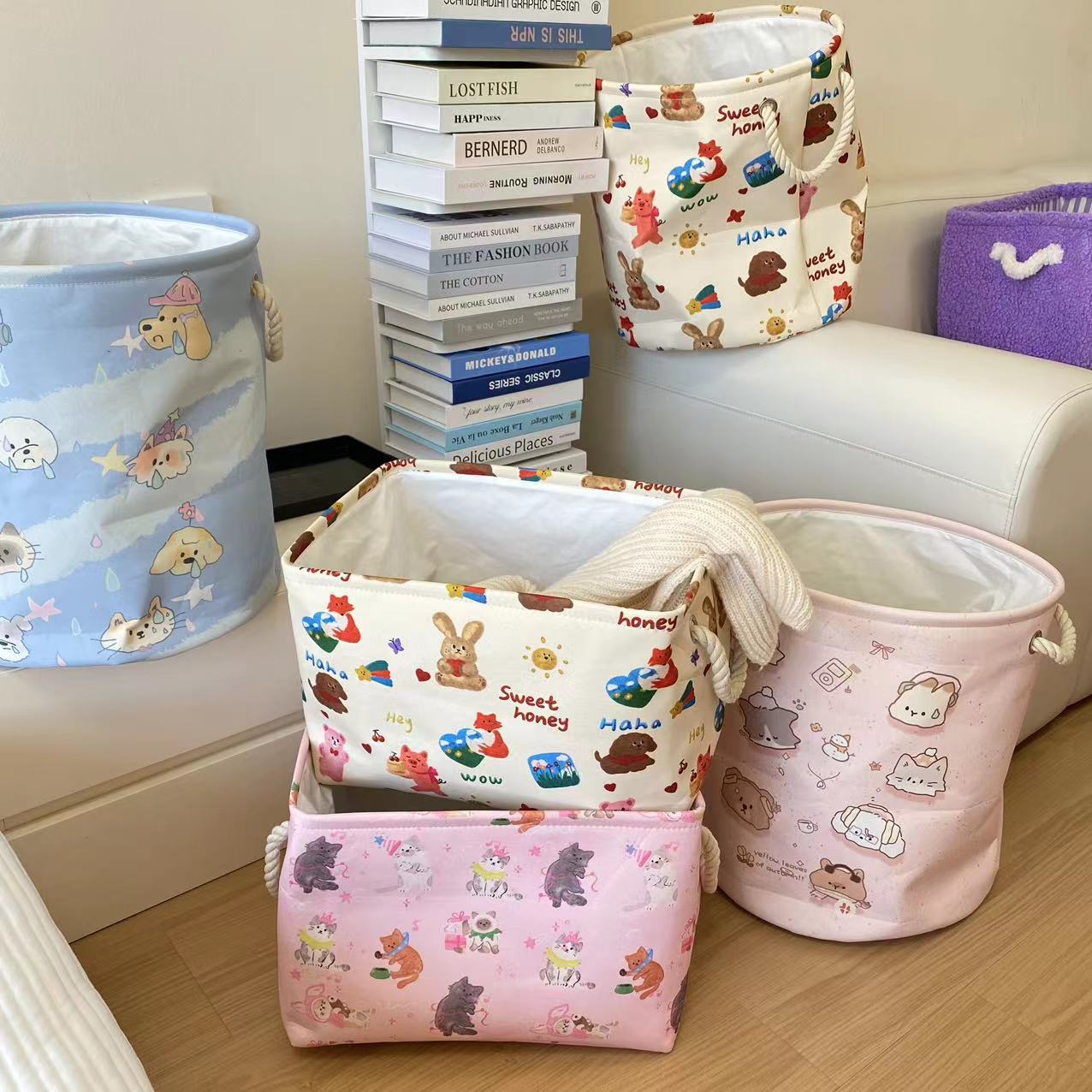 Diseño original nuevo estilo de lavandería canasta de almacenamiento doméstico canasta de ropa de baño partición de piso canasta de lavandería de gran capacidad