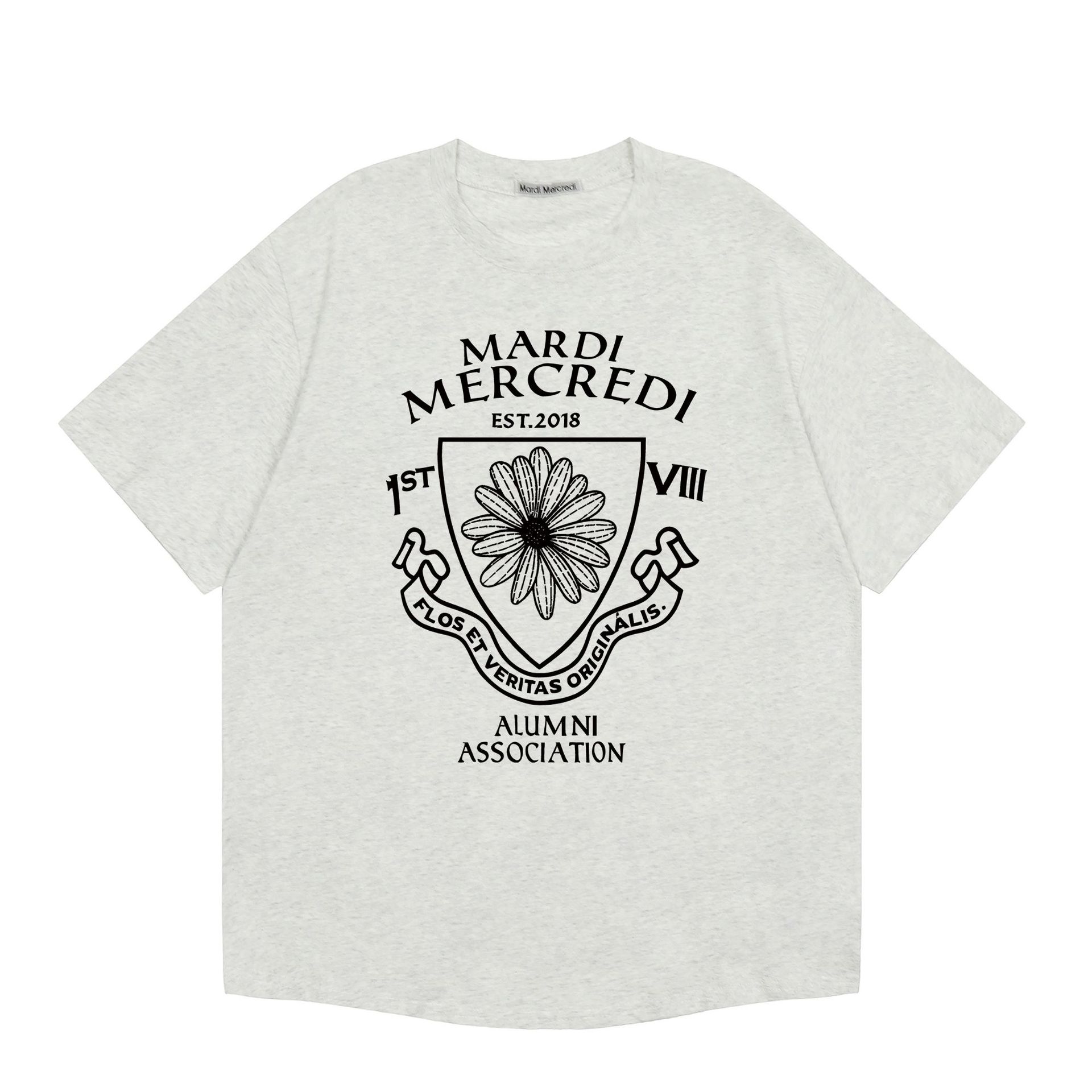 現物韓国潮牌Mardi半袖女性25夏新作デイジープリント丸襟純綿上着tシャツ代発