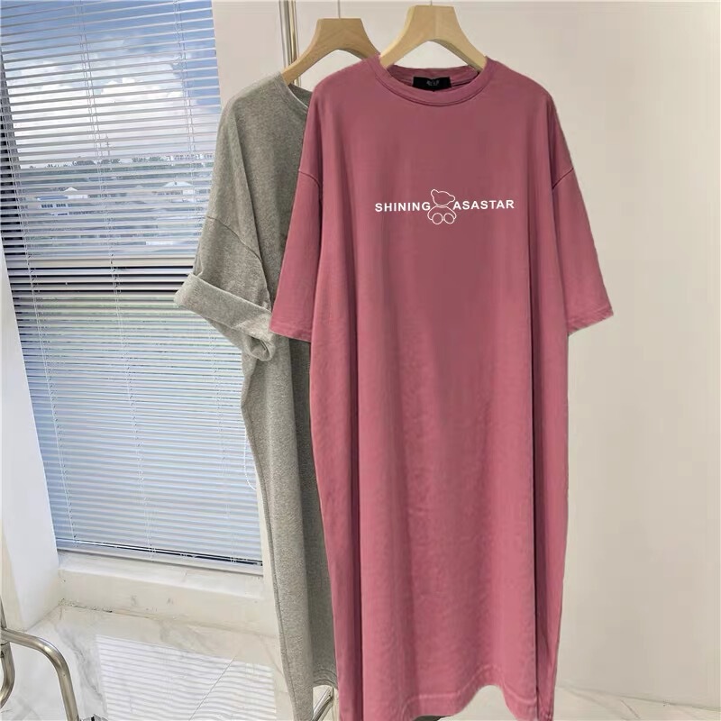 plus size Women's Casual Short-sleeved T-shirt Dress Summer Long Over-the-knee chubby girl Belly-covering Slimming Split Long Dress plus size Women's Casual Short-sleeved T-shirt Dress Summer Long Over-the-knee chubby girl Belly-covering Slimming Split Long Dress
