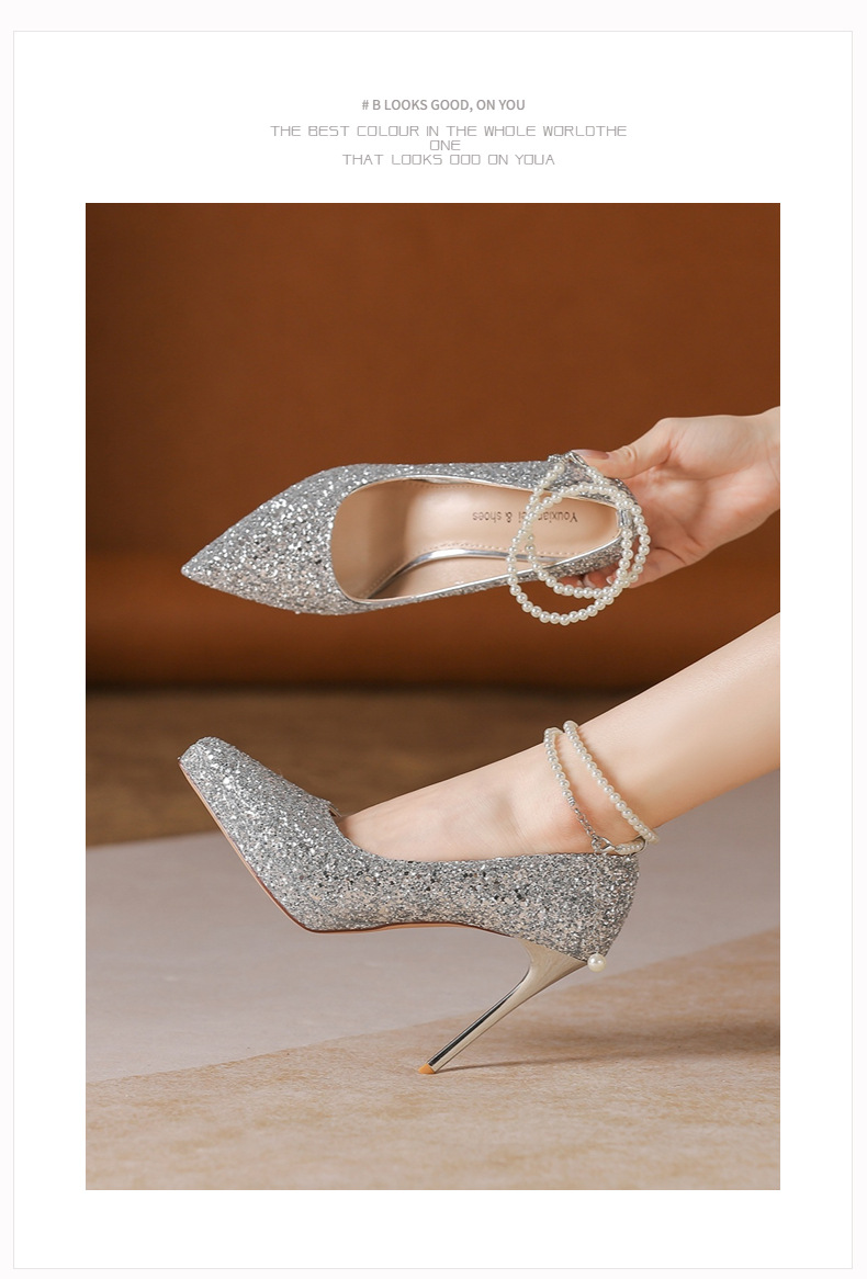 Svatební boty na platformě s flitry a perlovým řetízkem_voghion.com