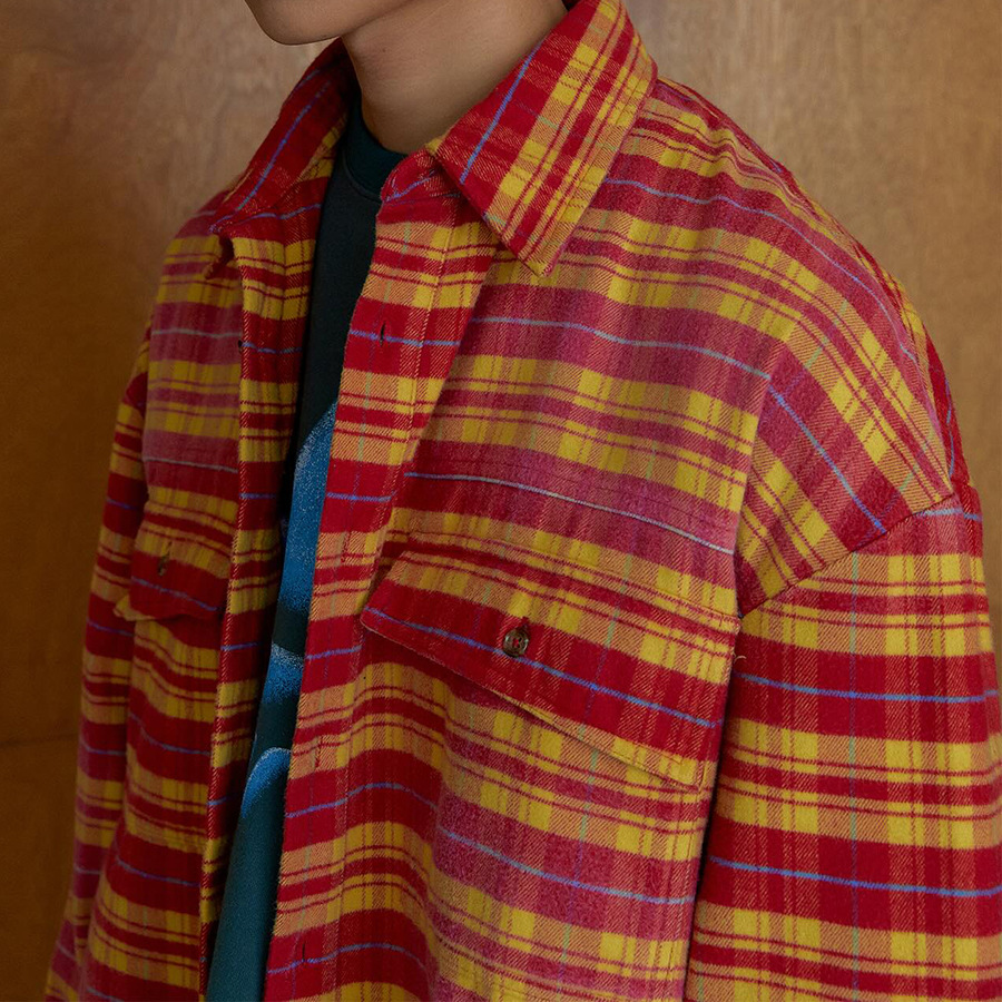 Camisas de flanela lavadas lejos hechas con agua viejas camisas de chorro de tinta retrógradas americanas casuales