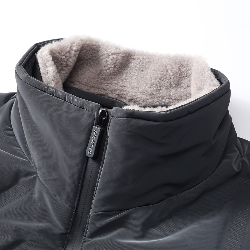 Winter solid color velvet down jacket for leisure with zipper