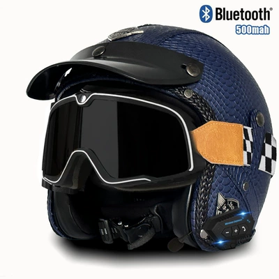 Motosiklet kaskı (dəbilqə) certification cross-border electric motorcycle retro - v-blue-fish-mig-large-frame-goggles-bluetooth-s