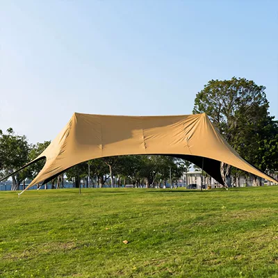 New 3.2m high-quality black vinyl canopy tent for outdoor camping, one-piece, quick setup, rainproof, can be customized with logo (Avtomobil yan çətirləri) - 105-32m-champagne-colored-vinyl-10532