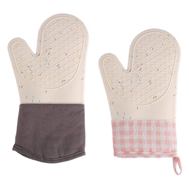 Хлопчатобумажные силиконовые перчатки для духовки, клетчатые зажимы для рук, перчатки для микроволновой печи с защитой от ожогов, производитель силиконовых изоляционных перчаток
