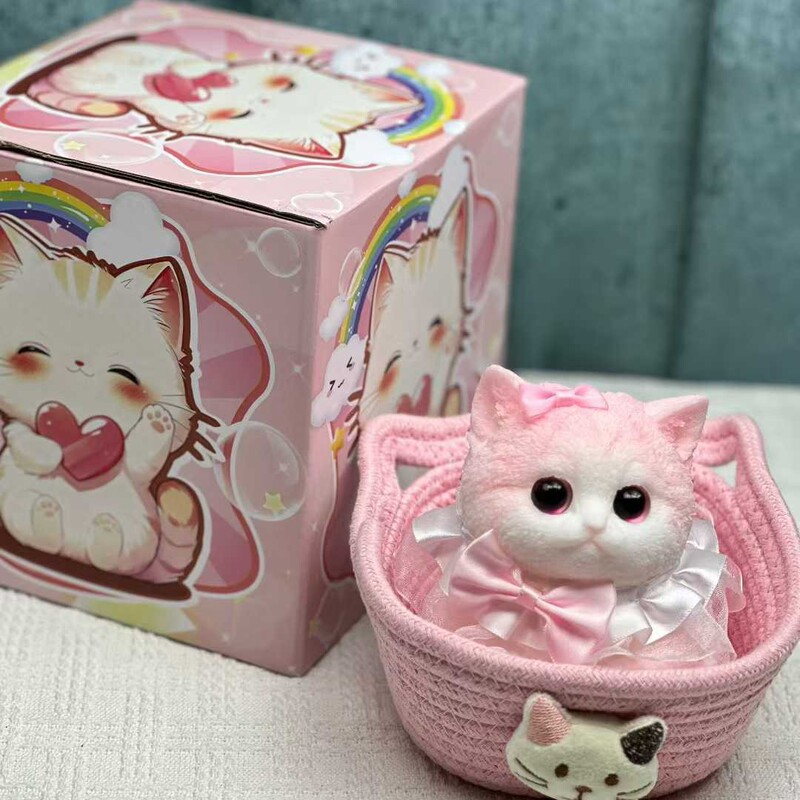 Simulated Pink Cat Squishy Toy for Girls and Best Friends, Stress-Relief Birthday Gift, Decorative Toy with Slow Rebound for Stress Reduction