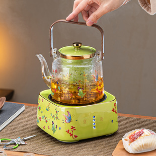Butterfly Dance Glass Ceramic Electric Ceramic Stove Kettle Tea Kettle White Tea Steaming All-In-One Teapot Tea Set Tea Electric Ceramic Stove