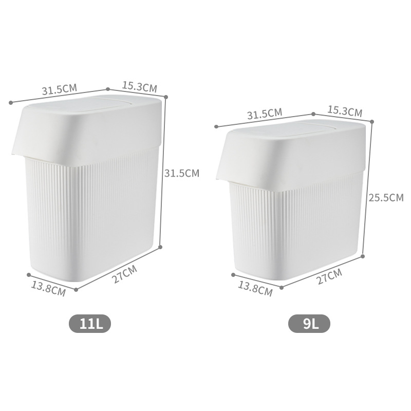 Bote de basura con grietas en el baño Tapa de bomba doméstica Presione con tapa Cocina Sala de estar cuadrada Cesta de basura de gran capacidad