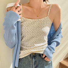 H866印花吊带田园BM风碎花小背心女外穿修身内搭露背上衣四季可穿