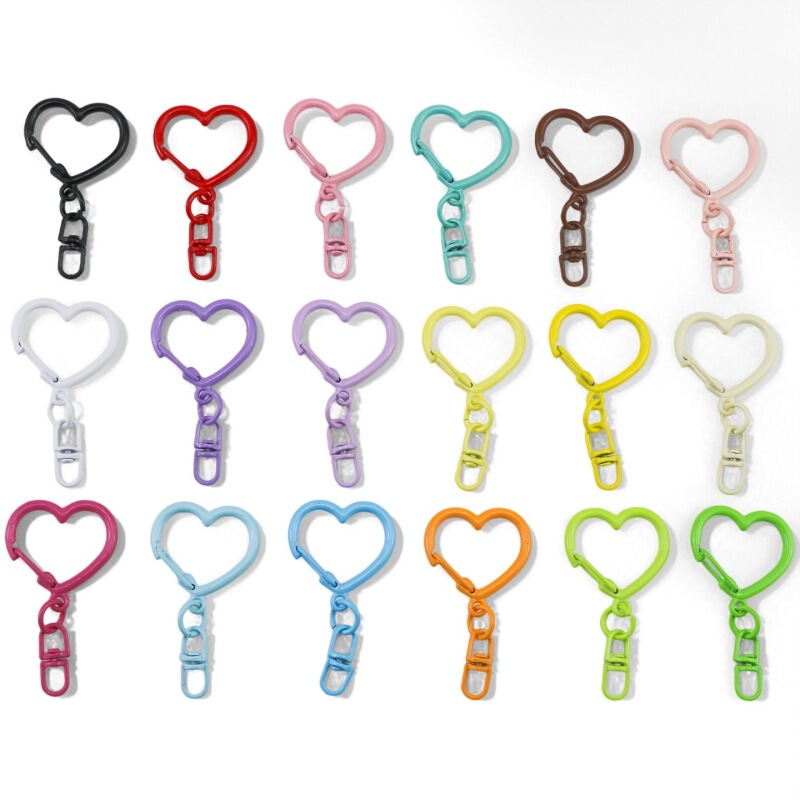 Painted Heart Keychain, Heart-Shaped DIY Jewelry Accessories, Handmade Bag Charms, DIY Bead Hanging Pendants