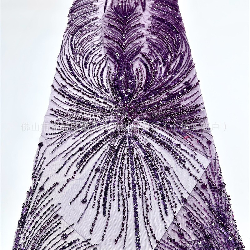 Vestido de boda estilo francés de moda cena festiva vestido de fiesta tela de encaje tela bordada