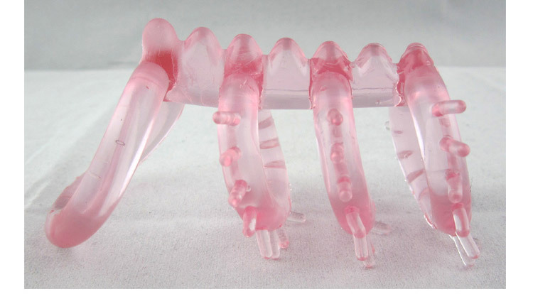 Crocodile Keel Vibrating Delay Ring Sleeve, TPE Male Masturbator, Pink — detail image 12