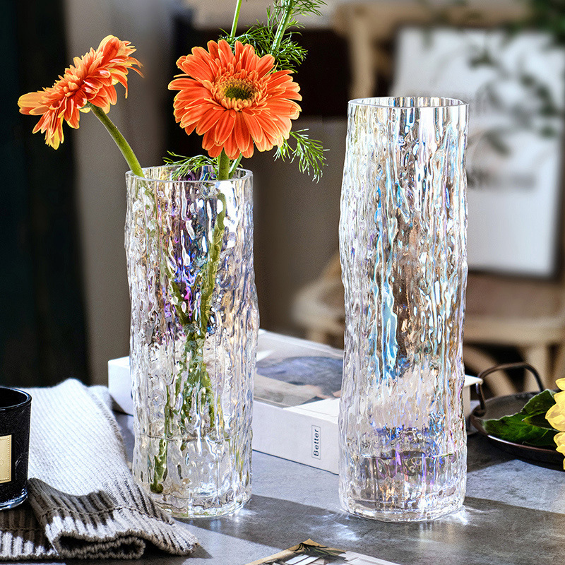 Factory Direct Supply Creative Minimalist Nordic Glass Vase Hydroponic Growing Fresh Flower Tree Pattern Vase Living Room Flower Arrangement Decor