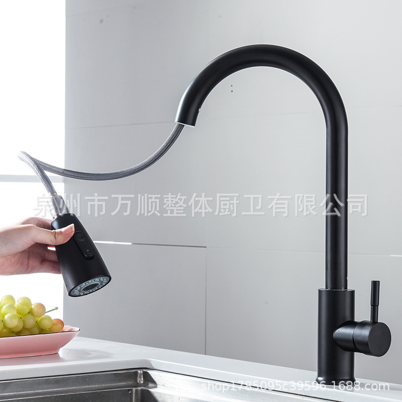 Stainless Steel Black Drawable Faucet Kitchen Vegetable Basin Sink Sink Universal Rotating Hot and Cold Vegetable Basin Faucet