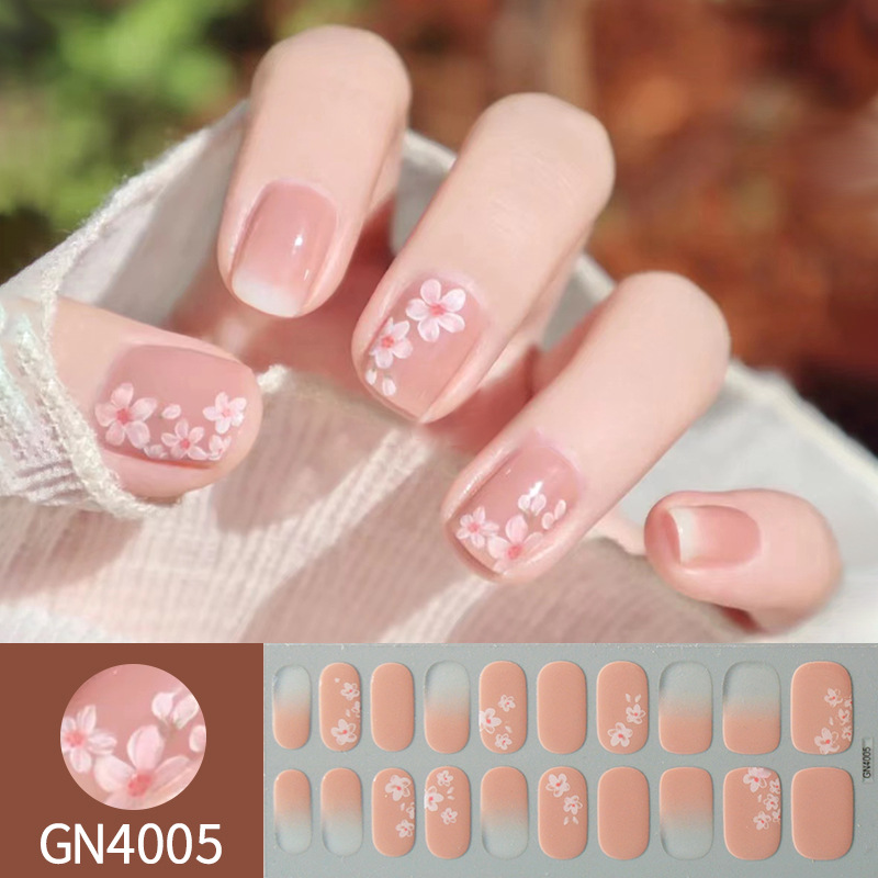 Ou Nai 20 refers to baking-free gel nail stickers Little Red Riding Book with simple grid line nail stickers a generation of hair