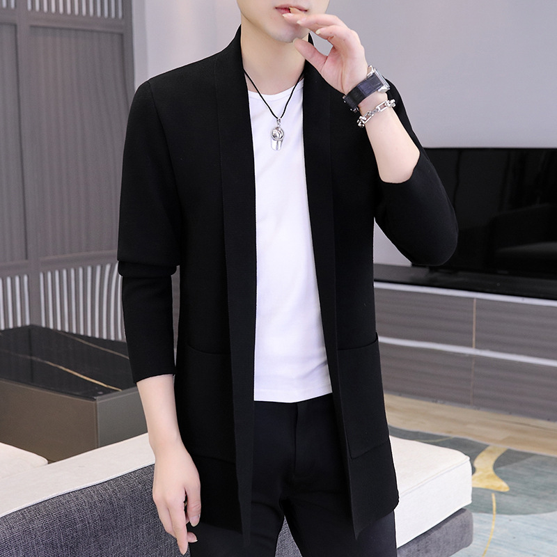 Black long cardigan, mid-length