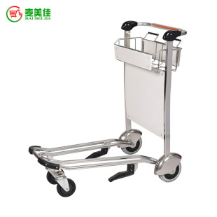 MJ-AAT05 Supply Stainless Steel Trolley Four Wheel Stainless Steel Luggage Car Airport Four Wheel Luggage Trolley