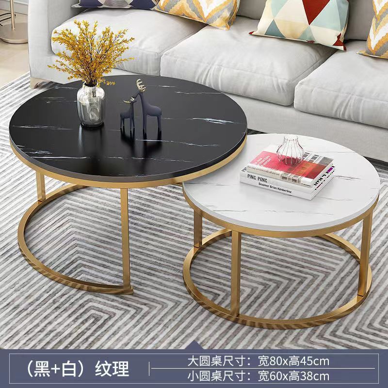 茶几轻奢现代小户型客厅家用圆形桌简约大理石is意式创意铁艺茶桌|undefined