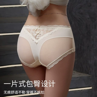 轻奢纯欲蕾丝内裤性感蜜桃臀镂空网纱纯棉裆女士三角裤源头厂家