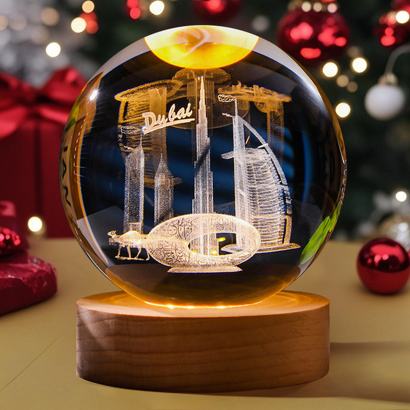 Astronauta luminosa bola de cristal lámpara de noche 3D escultura decoración de mesa para reuniones de estudiantes regalos personalizados