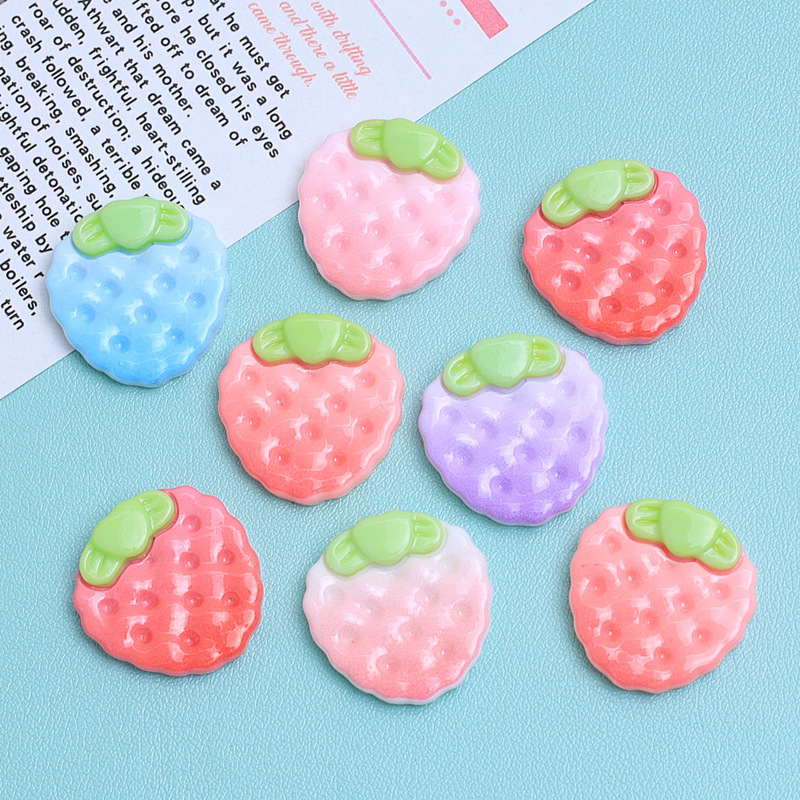 Small Sweet Strawberry Biscuit Food Toy Cartoon DIY Cream Glue Resin Small Accessories Hole Shoe Buckle Jewelry Material