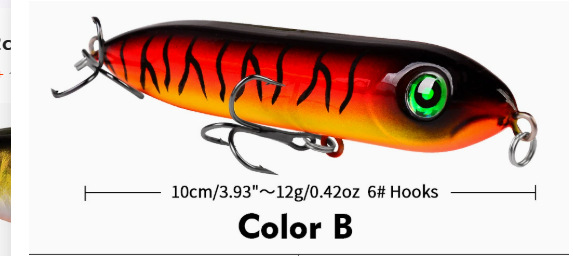 Nuevo cebo de pesca de simulación, cebo de pesca de tiro lejano de doble gancho, cebo de lápiz de tres ganchos, cebo de carretera, cebo falso de pesca con mosca de plástico