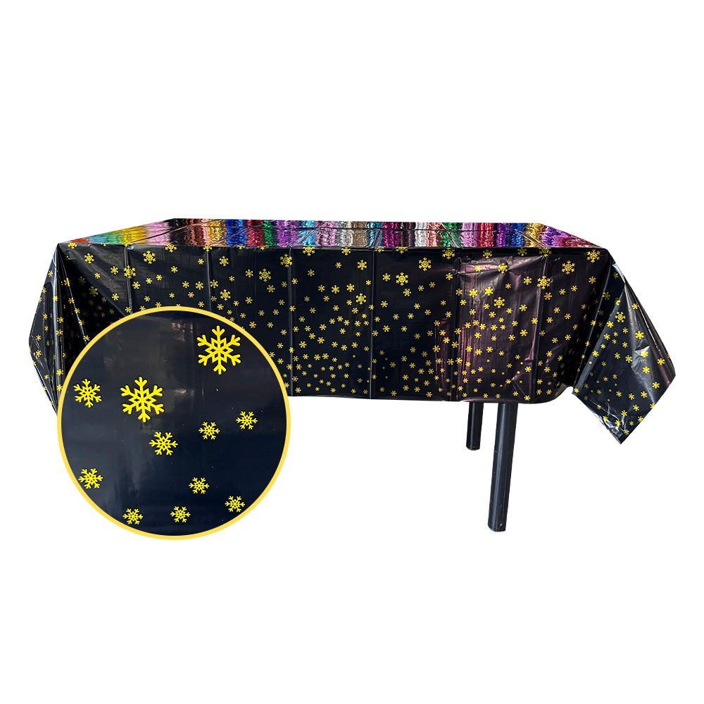 Mantel de fiesta desechable mantel impermeable a prueba de aceite suministros de fiesta de Navidad mantel rectangular mantel de copo de nieve