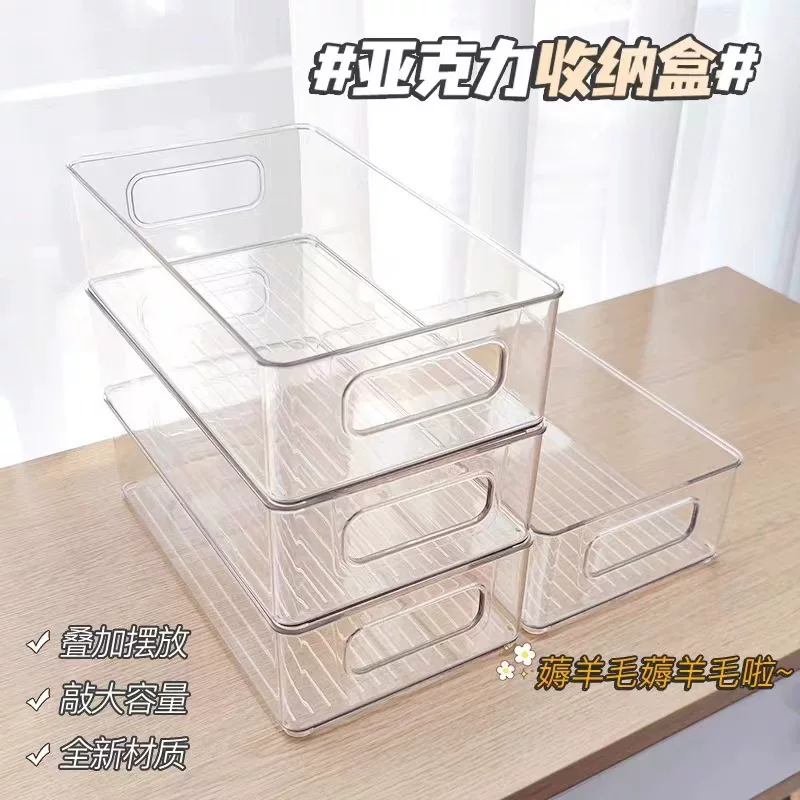 Acrylic Cosmetic Storage Box, Transparent Makeup Organizer, Stackable 12×12×8 cm