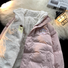 【双面穿】冬季毛绒绒加厚保暖棉服女星星刺绣学院风奶呼呼棉衣女