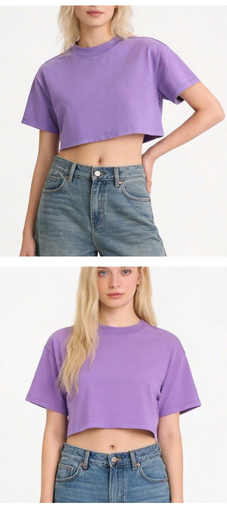 Summer Loose Round Neck Short T-shirt With Exposed Navel, Casual Solid Color Short Sleeved Shirt_ecoleips.com