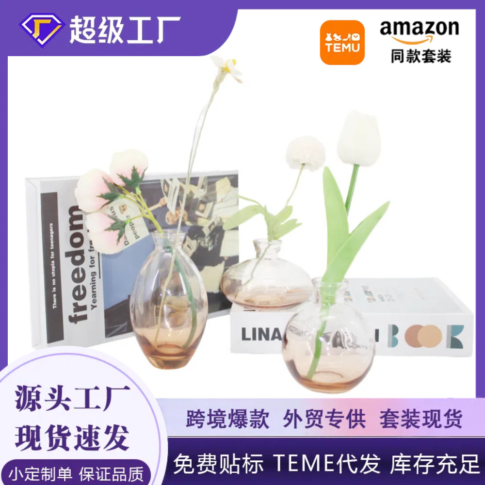 Vintage nórdico mini jarrón artesanía de alta calidad decoración de mesa jarrón de vidrio en el viento de alto valor