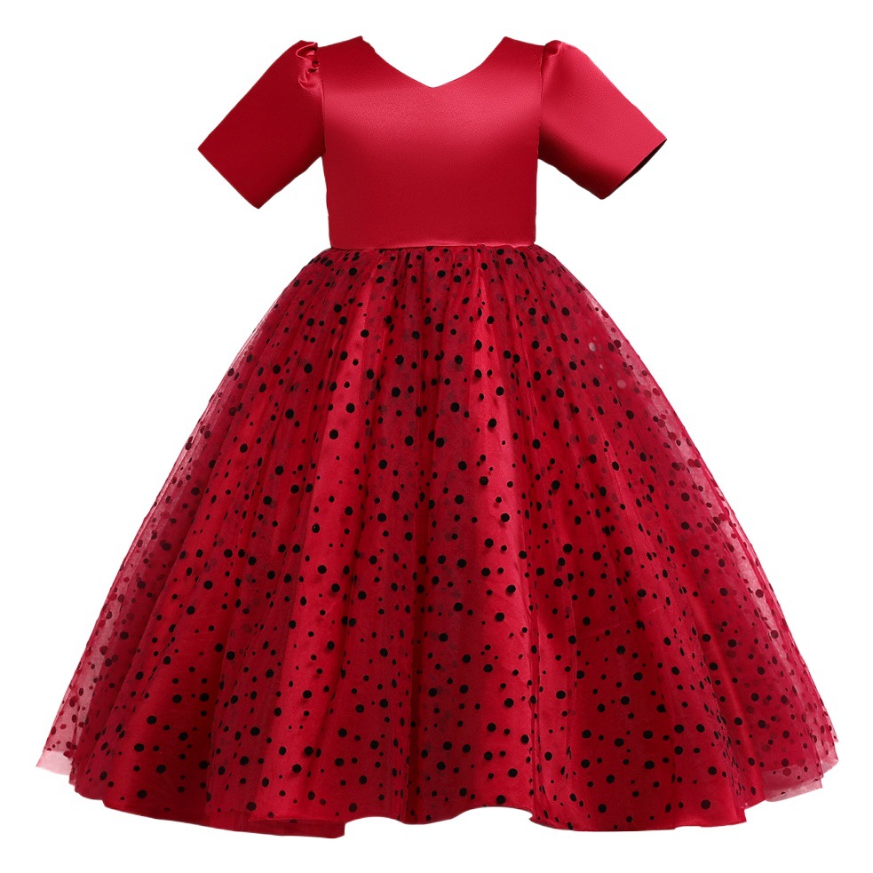 Vestido de la princesa de los niños franceses primavera y otoño niñas piano negro traje niña cumpleaños pasarela vestido de noche