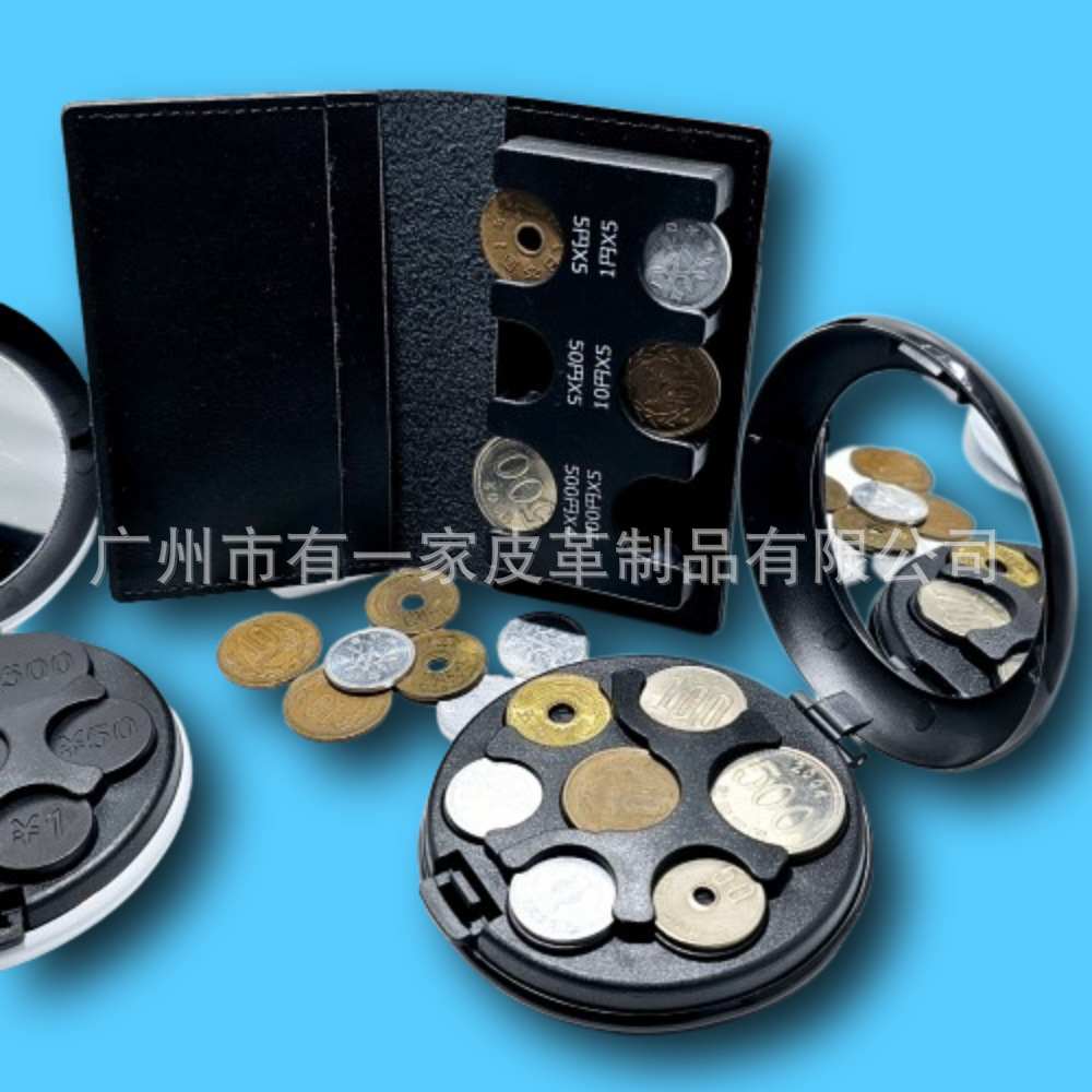 Japonés y coreano creativo redondo pequeña mano sosteniendo aluminio moneda caja almacenamiento clasificación artefacto moneda titular caja monedero