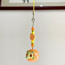 【磨砂大柿子】手机链手作串珠简约ins手机链可爱咕卡册本相机包