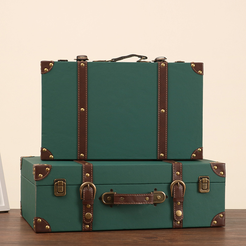 American Retro Suitcase Wooden Case Republic of China Suitcase Old Decoration Suitcase Window Display Photography Prop Case