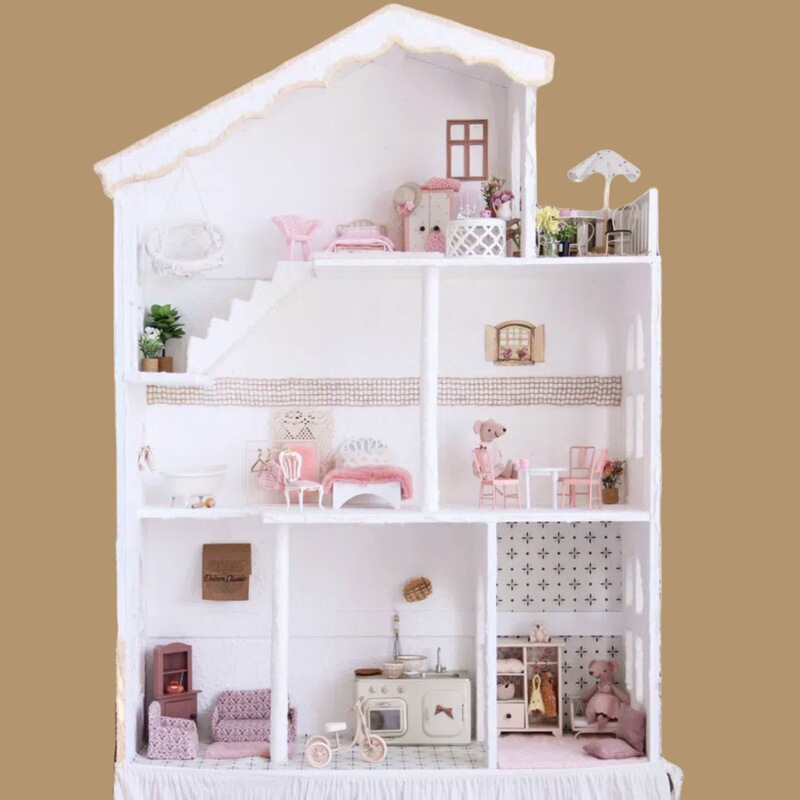 Ins-Style Three-Story Open-Style Dollhouse Miniature Villa with a Full Set of Pink Mini Furniture Maileg Little Mouse Ins-Style Three-Story Open-Style Dollhouse Miniature Villa with a Full Set of Pink Mini Furniture Maileg Little Mouse