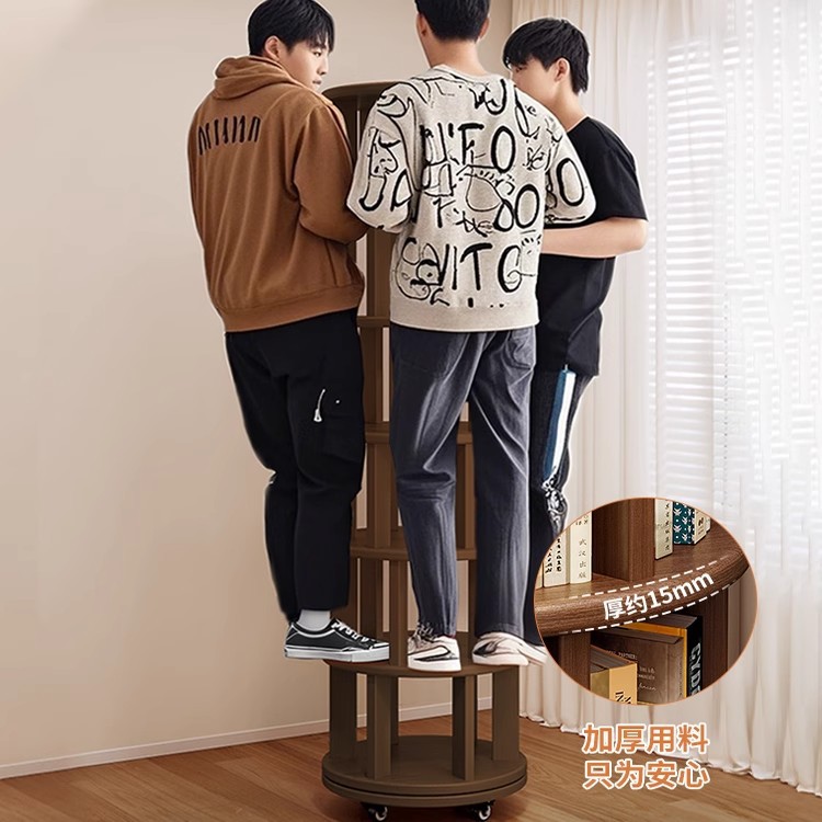 Estante giratorio de madera sólida 360 grados librería vertical móvil sala de estar redonda estante de libros pintados para niños pequeño estante de almacenamiento